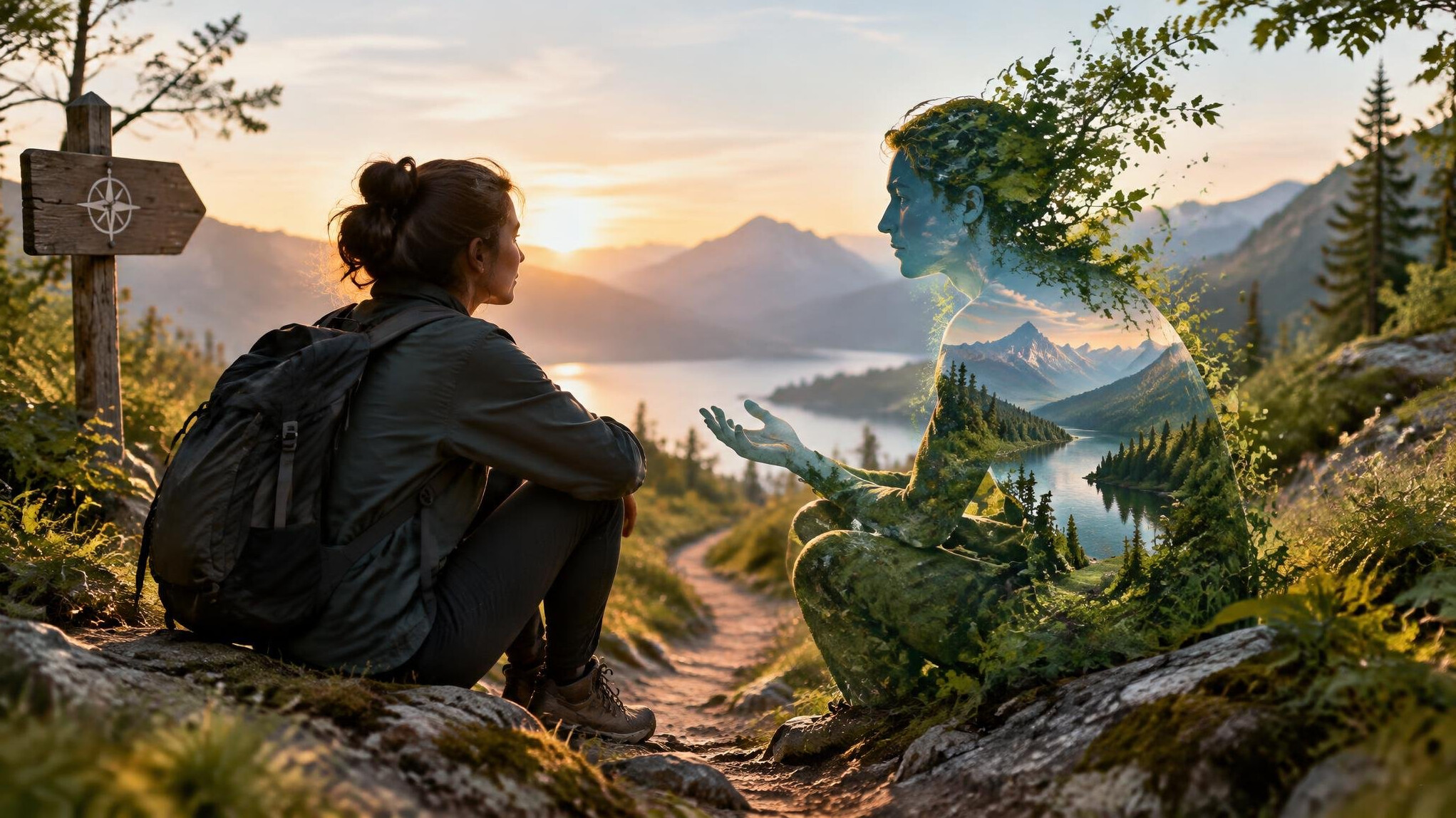 person on path of discovery